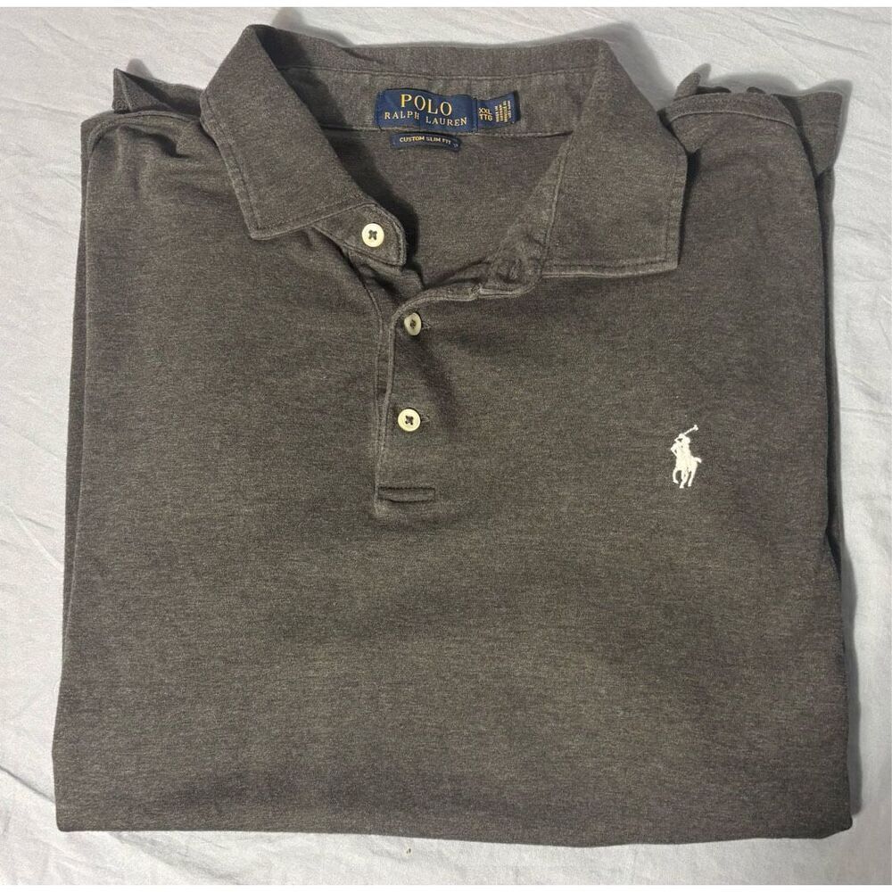 Polo Ralph Lauren Polo Shirt Men's 2XL  Slim Fit Short Sleeve Dark Gray